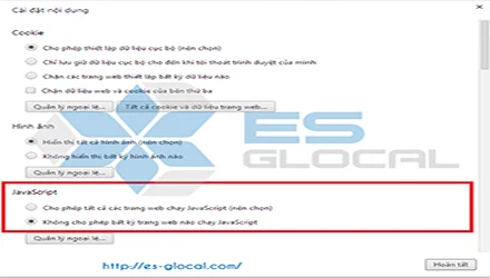Hướng dẫn tắt javascript trên Chrome, Firefox, IE, Safari mới nhất