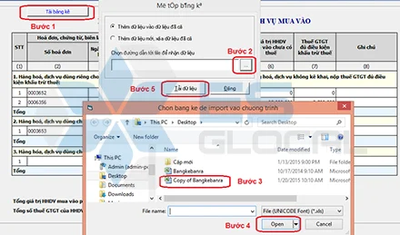 Hướng dẫn tải bảng kê vào htkk tờ khai thuế GTGT, TNCN...