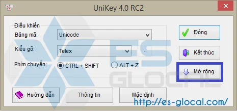 Unykey gõ tiếng việt ở phần mềm HTKK