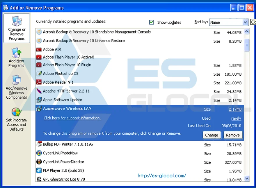 Remove/Change Phần mềm trong Windown XP