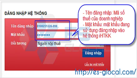 Đăng nhập hệ thống eTax bằng tài khoản khai thuế hoặc tài khoản quản trị