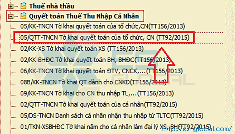 Lập tờ khai QTT TNCN mẫu 05