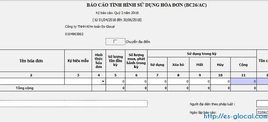 Lập báo cáo tình hình sử dụng hóa đơn GTGT