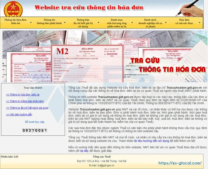 Cổng tra cứu hóa đơn điện tử của TCT