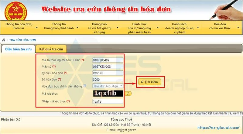 Tra cứu hóa đơn điện tử GTGT trên Tổng cục thuế