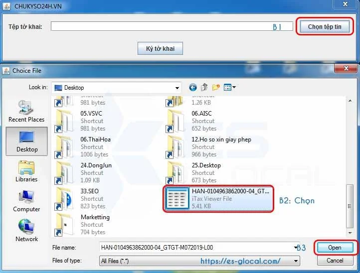 Chọn file xml để ký offine