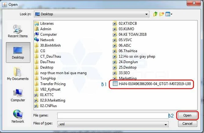 Chọn file xml để ký offine