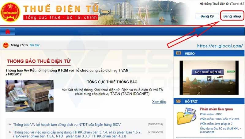 Đăng nhập vào hệ thống thuế điện tử