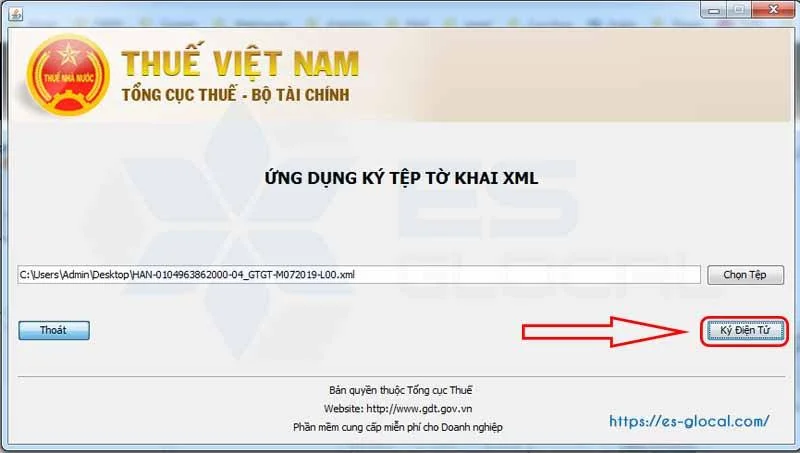 Ký điện tử tờ khai thuế xml