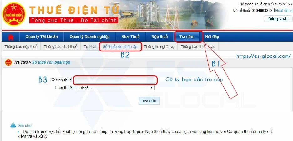 Tra cứu số thuế còn phải nộp