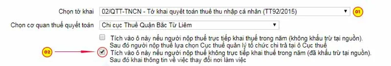 Người nộp thuế không trực tiếp kê khai thuế và đã khấu trừ nguồn