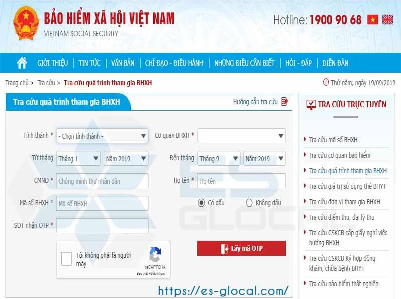 Đăng nhập tra cứu quá trình tham gia BHXH