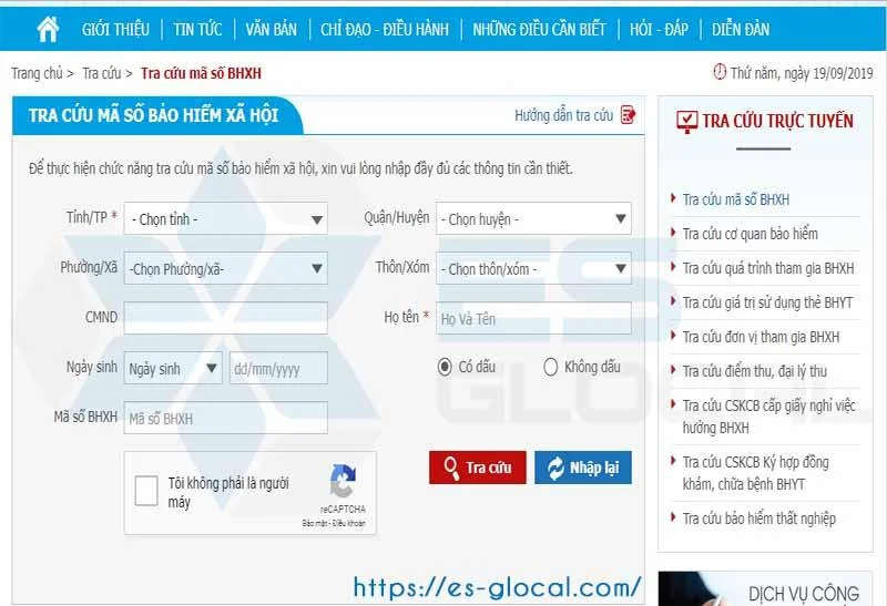Đăng nhập tra cứu mã số BHXH