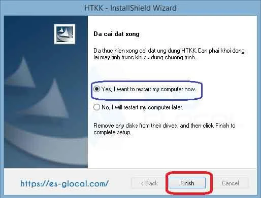 Quá trình cài đặt phần mềm HTKK hoàn thành