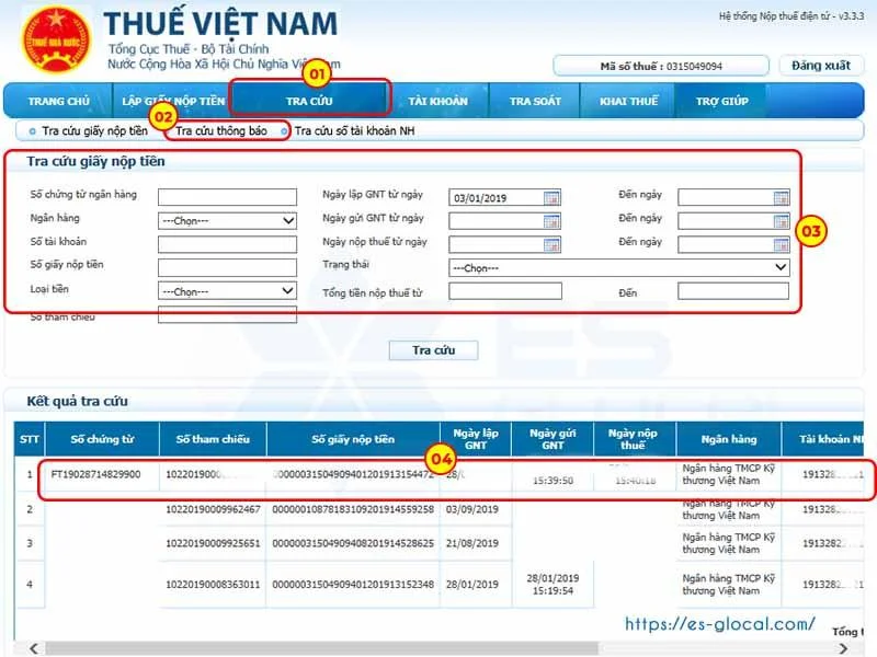 Tra cứu giấy nộp tiền thuế nhà thầu