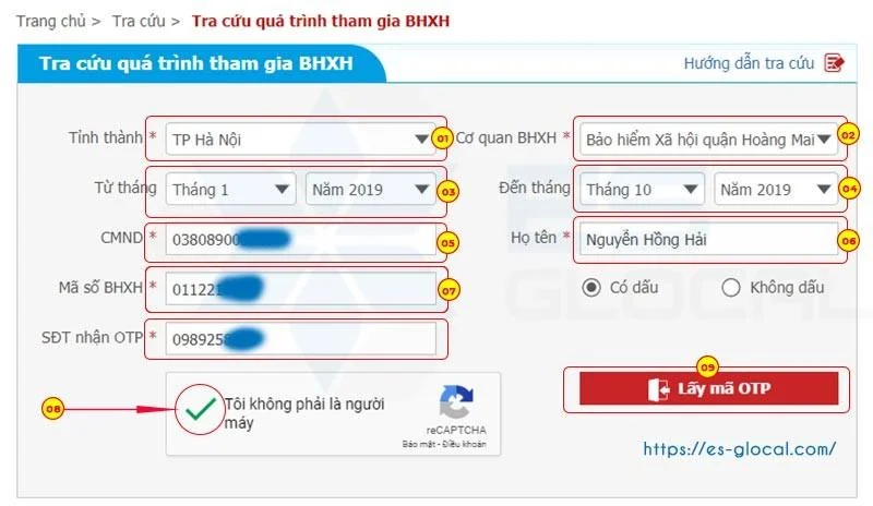 Khai báo các thông tin tra cứu quá trình đóng BHXH mới nhất