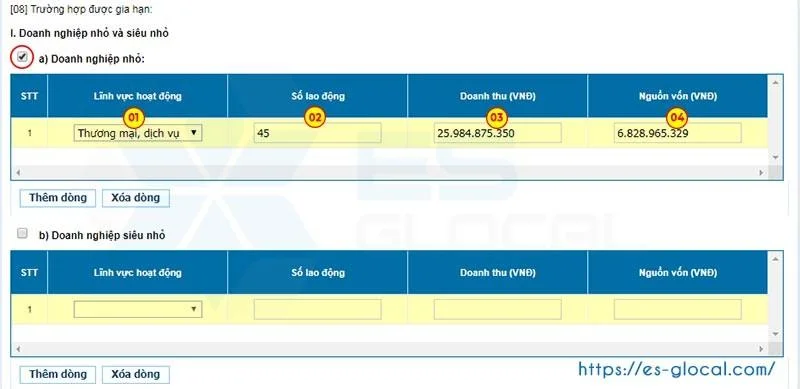 Lựa chọn trường hợp được gia hạn