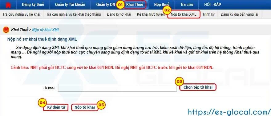 Nộp tờ khai thuế qua HTKK