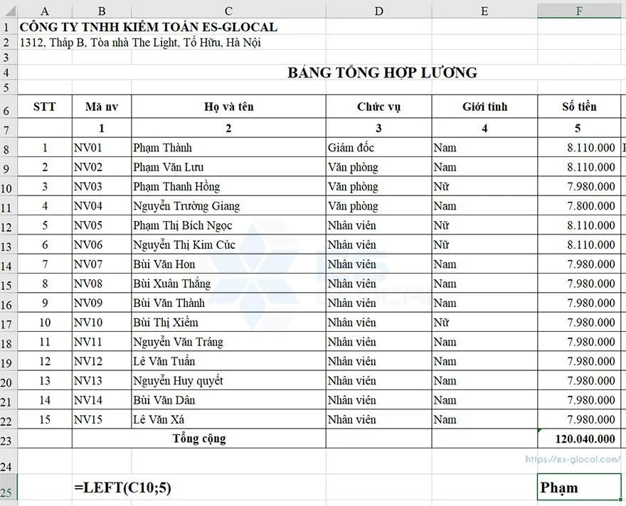 các hàm trong excel nâng cao