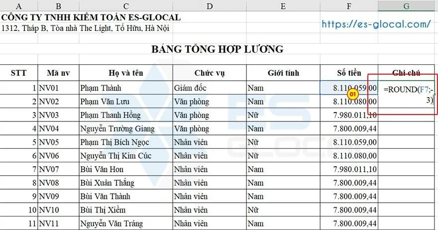 cách sử dụng hàm round