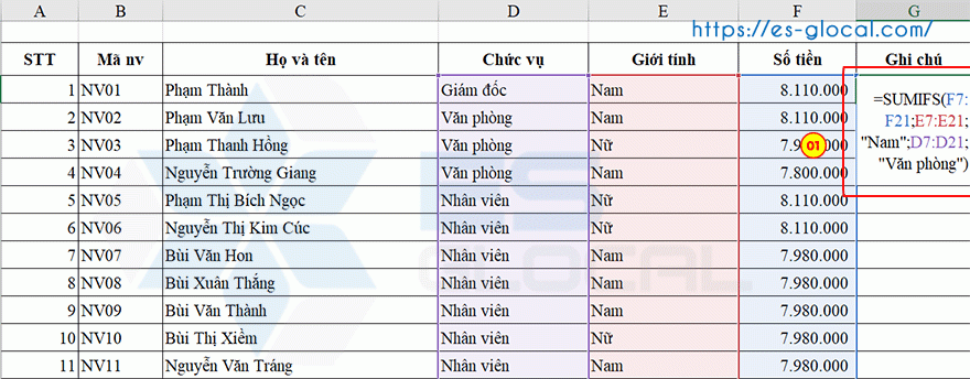 hàm sumif 2 điều kiện