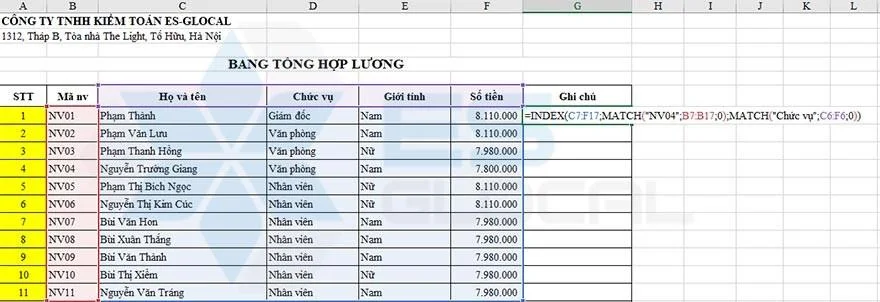 hàm index và match