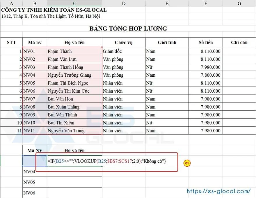 hàm vlookup kêt hợp hàm if