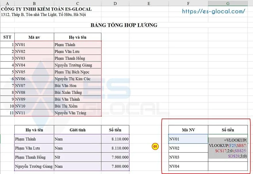 hàm vlookup nhiều điều kiện