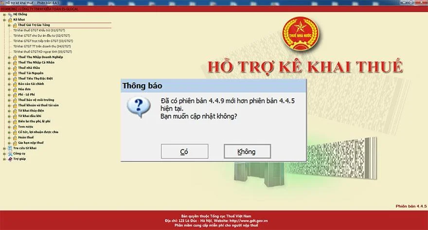 Nâng cập phần mềm HTKK 4.4.9 mới nhất 