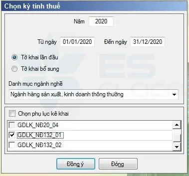 chon-mau-GDLK_ND132-01 để tiền hành kê khai thuế TNDN