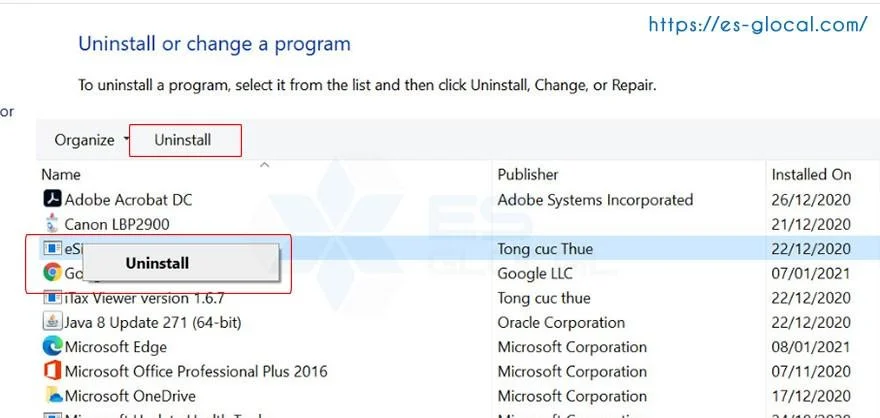 gỡ phần mềm trên Windows 10