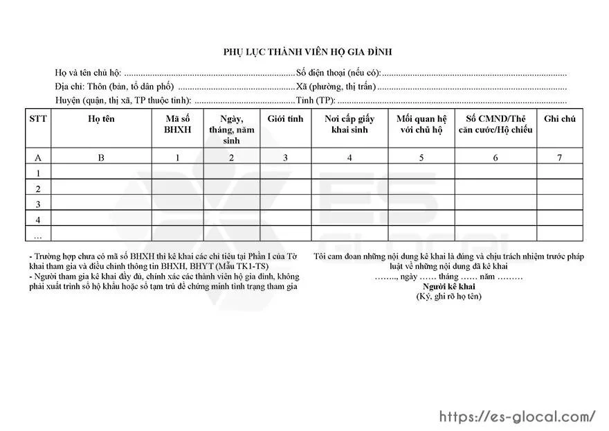 Mẫu TK1-TS theo quyết định 888/QĐ-BHXH