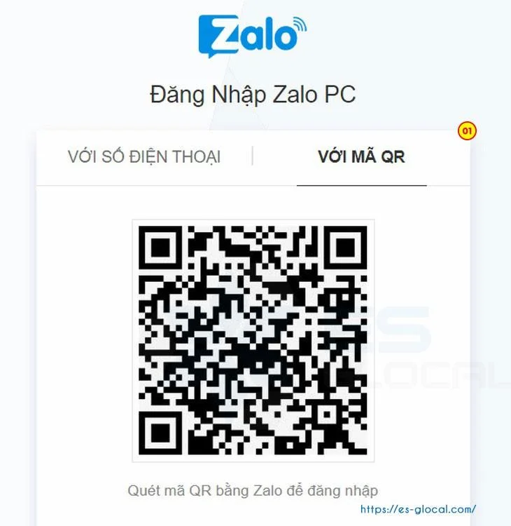 Chọn mục QR code để đăng nhập ở trang chủ zalo