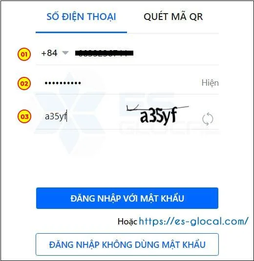 đăng nhập tài khoản zalo bằng tài khoản và mật khẩu trên website