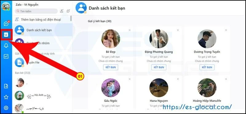 Xem danh sách bạn bè zalo giới thiệu