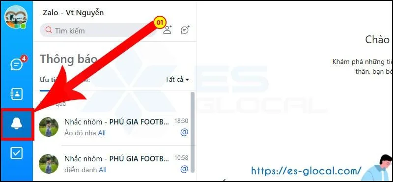 Xem thông báo tin nhắn zalo mới