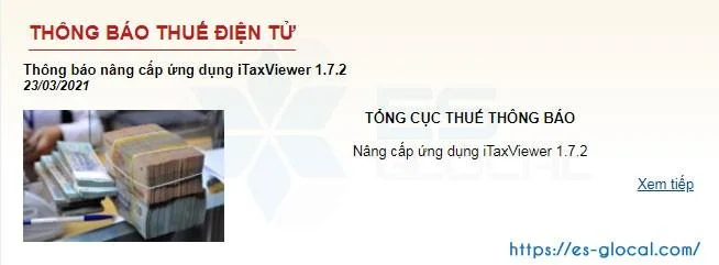 Thông báo nâng cấp phiên bản itaxviewer 1.7.2 của TCT