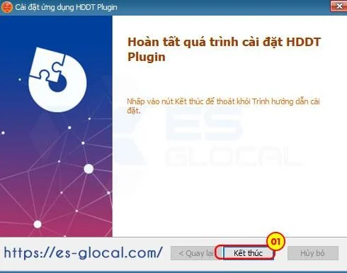 Kết thúc quá trình cài đặt ứng dụng Plugin reset mật khẩu hoadondientu của TCT